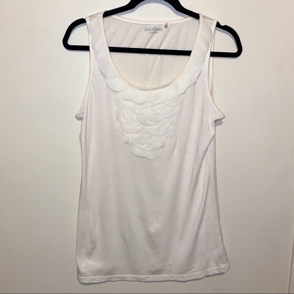 Caslon- White Sleeveless Blouse With Ruffle Design
